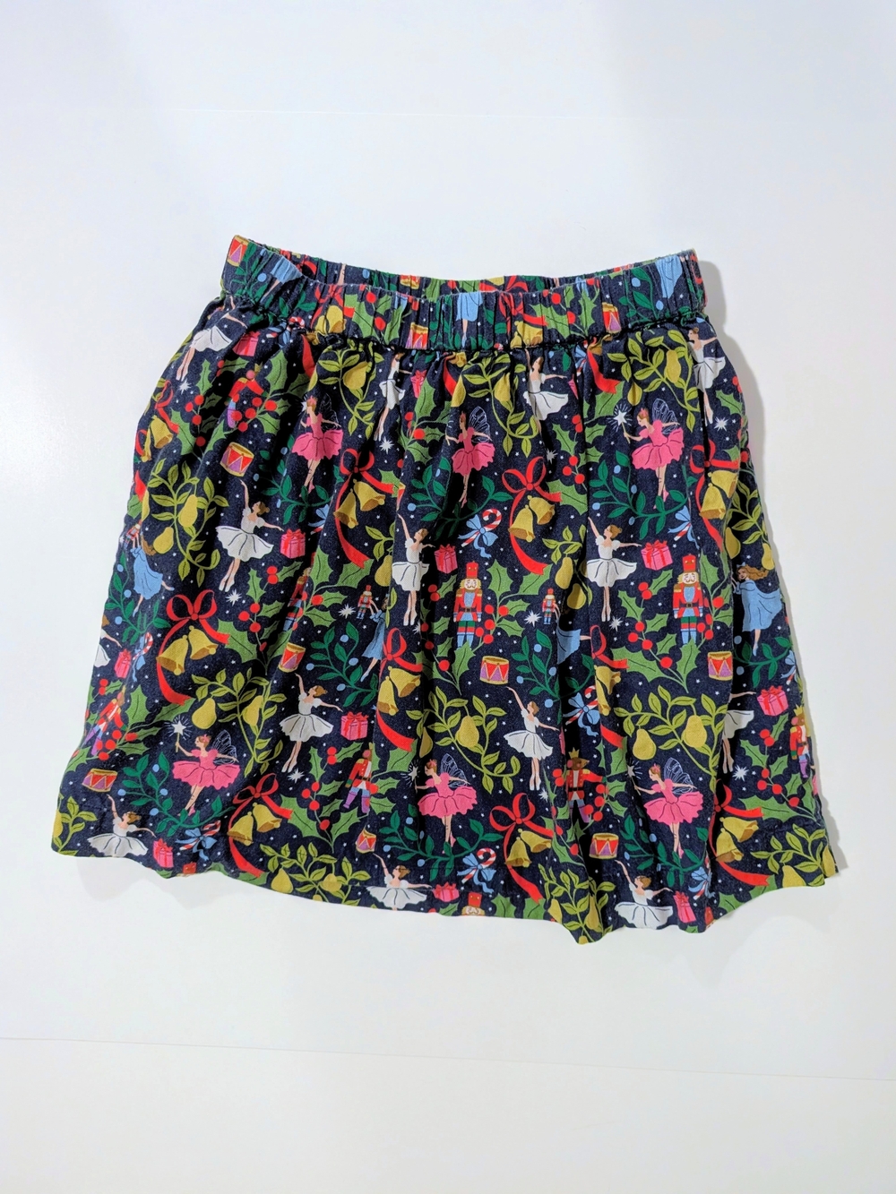 Mini Boden Navy Holiday Nutcracker Print Circle Skirt With Cotton Lining 9-10Y